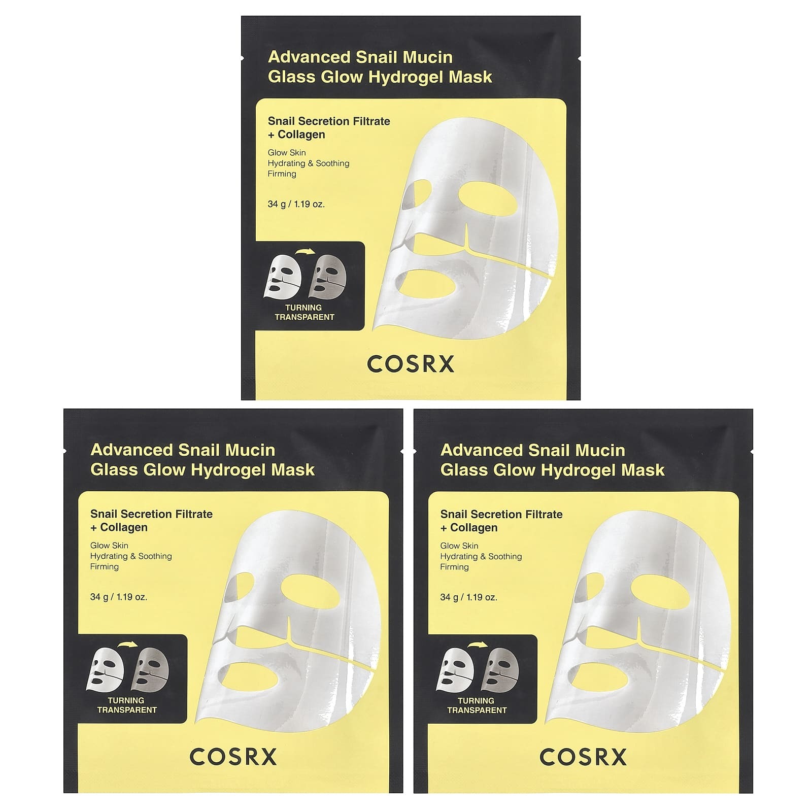 (3EA) ADVANCED SNAIL MUCIN GLASS GLOW HYDROGEL MASK
